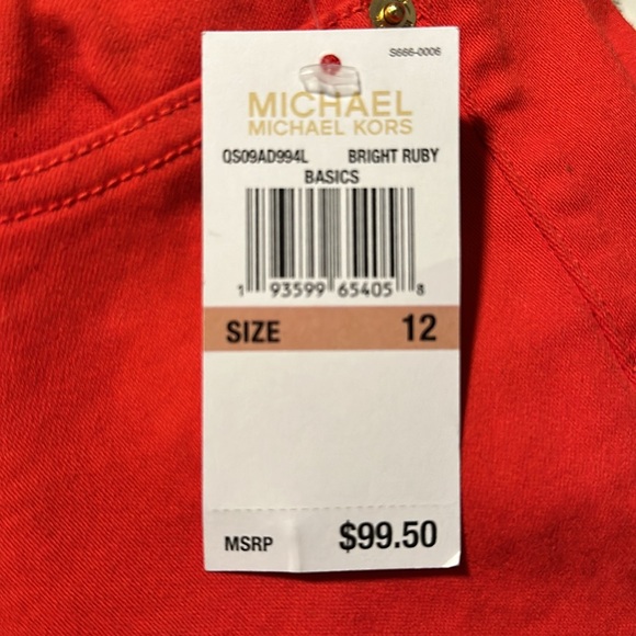 Michael Kors Capri Pants Bright Ruby Red NWT - Picture 10 of 10